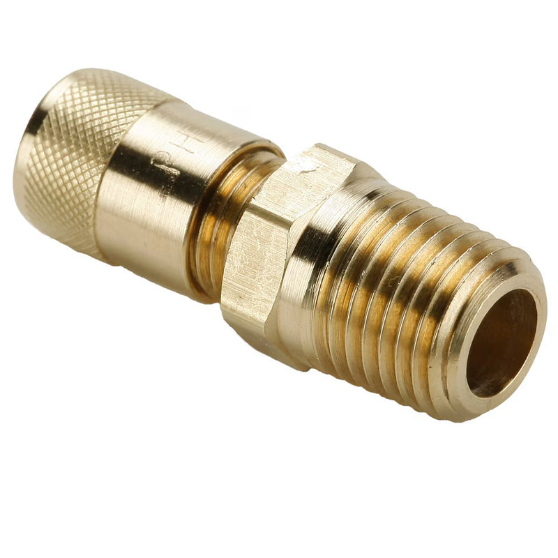 AVU1-2 by Parker | Access Valve | Connector | 1/8" Male Pipe or 1/4" O.D. Solder | Straight | Brass | Pack of 5