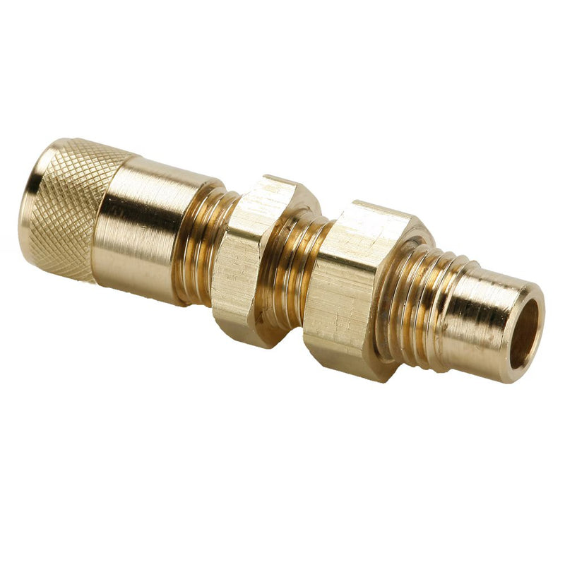 AVU2BH-4 by Parker | Access Valve | Bulkhead Union | 1/4" Bulkhead Access X 1/4" SAE w/ Forged | Nut | Straight | Brass | Pack of 5