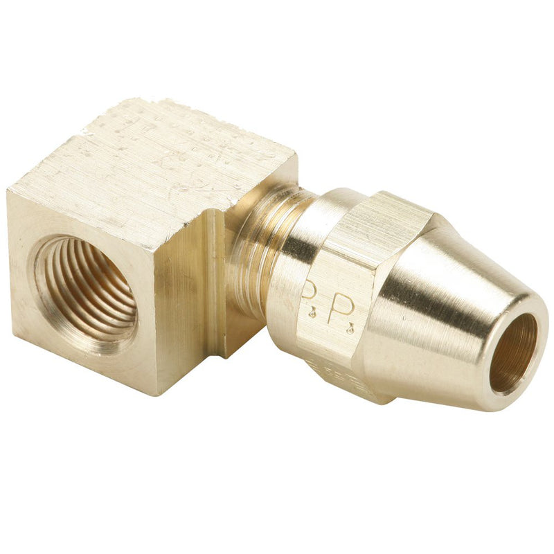 270AB-4-2 by Parker | Air Brake - AB Fittings | 1/4" Tube Size x 1/8" Female Pipe Thread x 7/16" Thread | 90° Elbow | Brass | Pack of 10