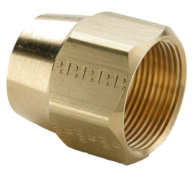 61RB-8 by Parker | Air Brake Hose Ends Fittings | 1/2" Nut x 1-3/32"-20 Female Thread | 1-1/4" Hex | 1.12" Length | Straight | Brass | Pack of 5