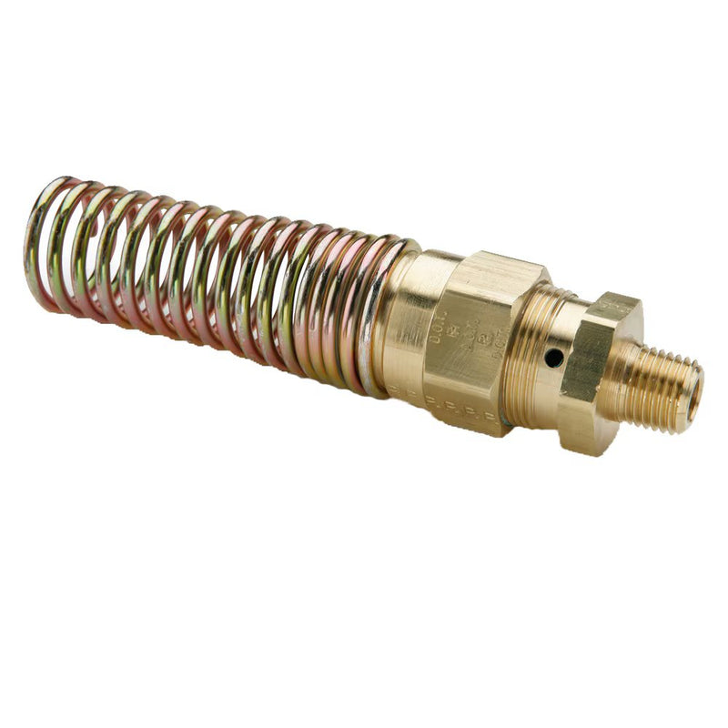 68RBSG-6-6 by Parker | Air Brake Hose Ends Fittings | 3/8" Hose Size Connector x 3/8" Male Pipe Thread w/ Spring Guard | 31/32" Hex | 4.8" Length | Straight | Brass | Pack of 6