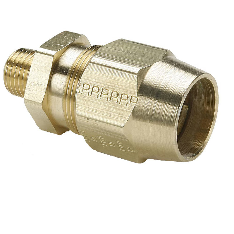 68RB-6-6 by Parker | Air Brake Hose Ends Fittings | 3/8" Hose Size Connector x 3/8" Male Pipe Thread x 31/32"-20 Thread | 2.24" Length | Straight | Brass | Pack of 5