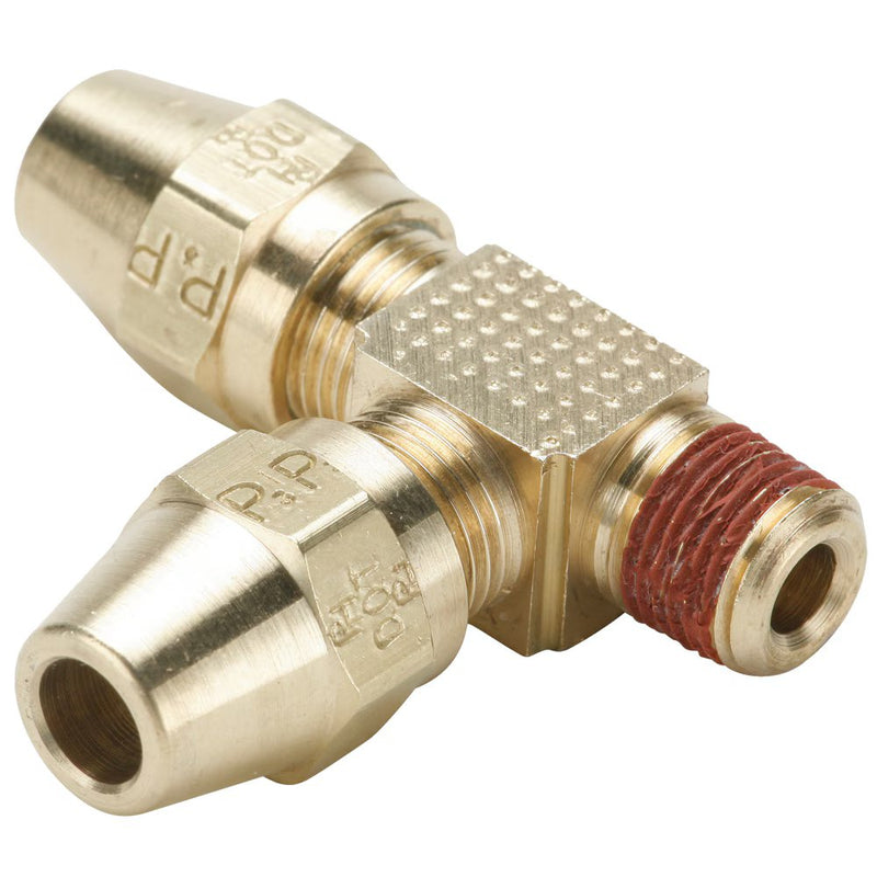 VS271AB-8-6 by Parker | Air Brake - AB Fittings | 1/2" Tube Size x 3/8" Male Pipe Thread x 11/16" Thread | Tee | Brass | Pack of 10