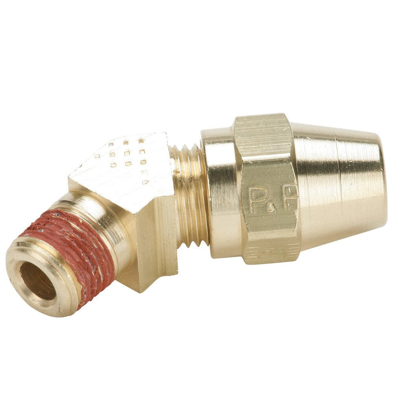 VS279AB-10-8 by Parker | Air Brake - AB Fittings | 5/8" Tube Size x 1/2" Male Pipe Thread x 13/16" Thread | 45° Elbow | Brass | Pack of 10