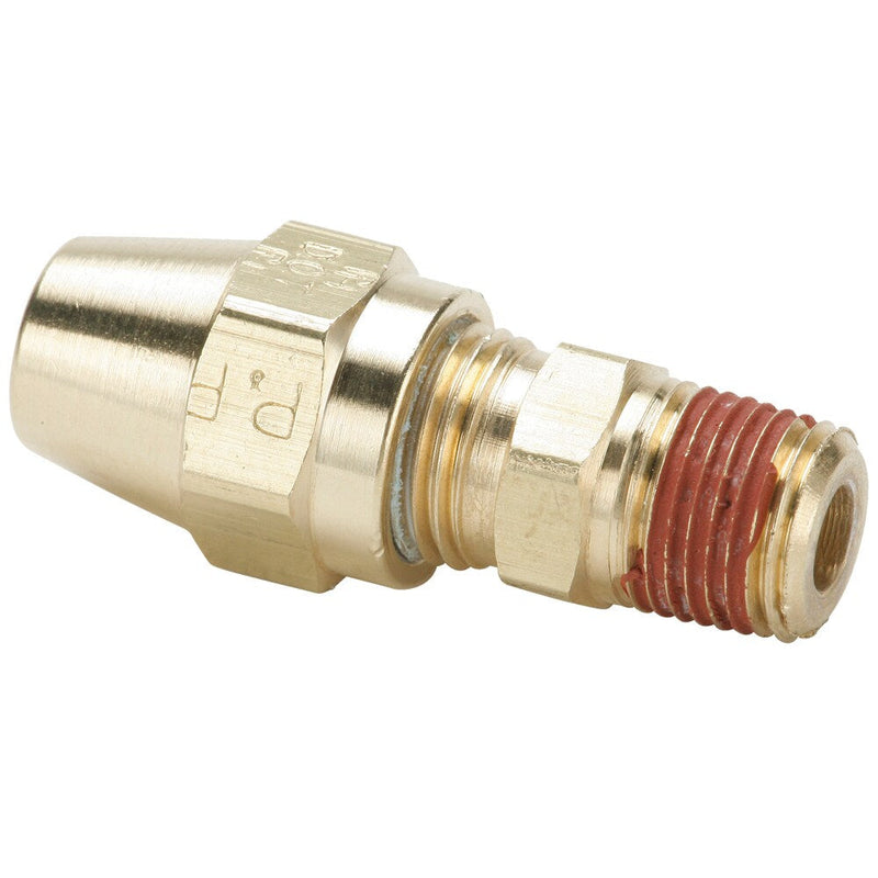 VS68AB-6-6 by Parker | Air Brake - AB Fittings | 3/8" Tube Size Connector x 3/8" Male Pipe Thread x 17/32" Thread | 11/16" Hex | 2.13" Length | Straight | Brass | Pack of 10