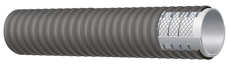 T426LB400X100 Alfagomma by Kuriyama | T426LB Series | FDA Corrugated Food Suction & Discharge Hose | 4" ID | 4.65" OD | 150 PSI | Grey | 100ft Length