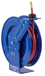 P-LP-350-AL by Coxreels | Alumi-Pro Series | 300 PSI Spring Driven Hose Reel for Air & Water | 3/8" Hose ID, 3/8" FNPT Inlet x 3/8" MNPT Hose End | Aluminum | 50ft PVC Hose Included