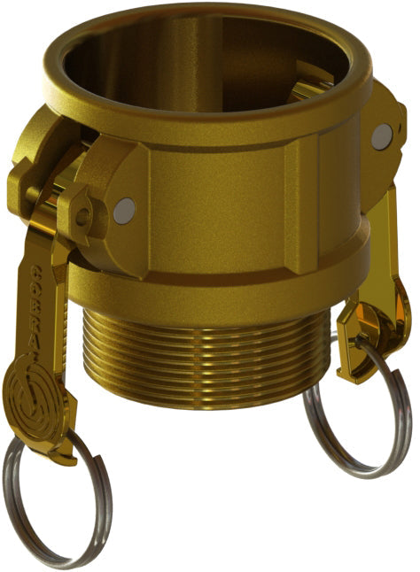 B-BR-150 by Campbell Fittings | Standard Cobra Cam & Groove Coupling | Type B | 1-1/2" Coupler x 1-1/2" Male NPT Thread | Brass