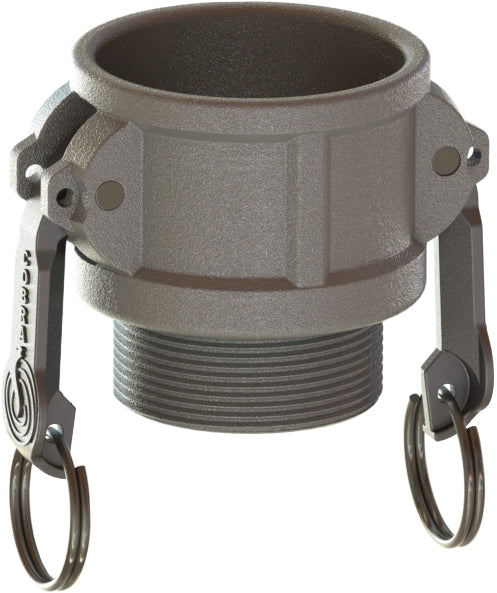 B-DI-150 by Campbell Fittings | Standard Cobra Cam & Groove Coupling | Type B | 1-1/2" Coupler x 1-1/2" Male NPT Thread | Ductile Iron