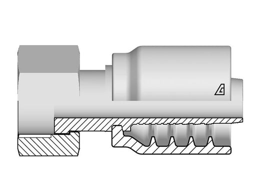 B-0808-FBFS Alfagomma by Kuriyama | B Series | One-Piece AlfaCrimp Hydraulic Hose Fitting | -08 Hose ID x -08 Female BSPP Flat Seat | Steel
