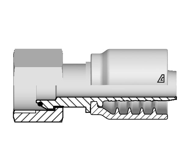 B-1212-FBPO Alfagomma by Kuriyama | B Series | One-Piece AlfaCrimp Hydraulic Hose Fitting | -12 Hose ID x-12 Female BSPP 60° Cone with O-Ring | Steel