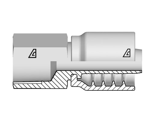 B-0404-FGRT Alfagomma by Kuriyama | B Series | One-Piece AlfaCrimp Hydraulic Hose Fitting | -04 Hose ID x 1/2" Female Grease Tap | Steel