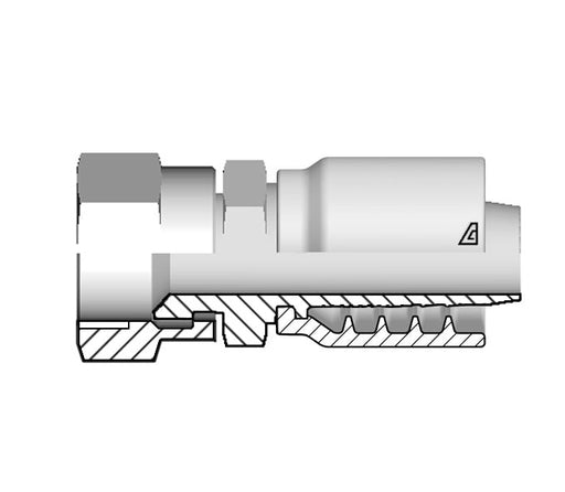 B-0506-FJDH Alfagomma by Kuriyama | B Series | One-Piece AlfaCrimp Hydraulic Hose Fitting | Dual Hex | -05 Hose ID x -06 Female JIC 37° | Steel