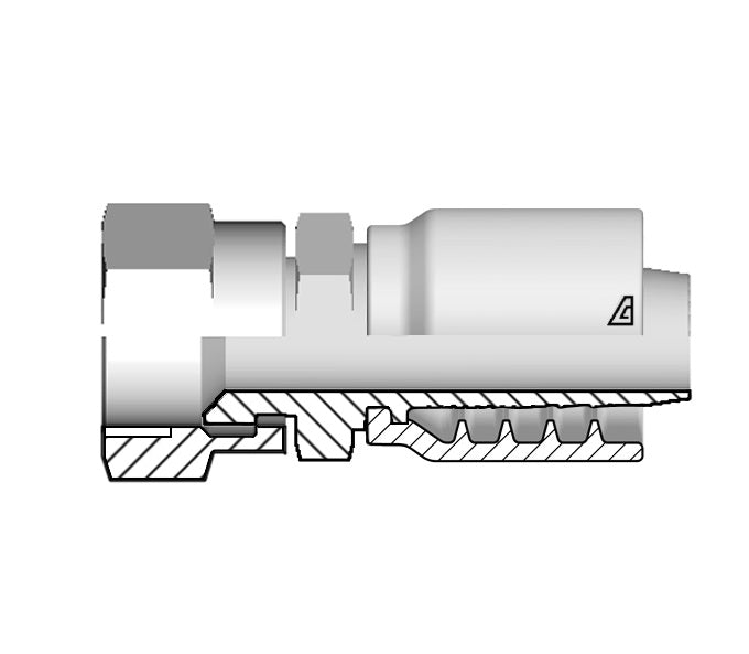 B-1012-FJDH Alfagomma by Kuriyama | B Series | One-Piece AlfaCrimp Hydraulic Hose Fitting | Dual Hex | -10 Hose ID x -12 Female JIC 37° | Steel