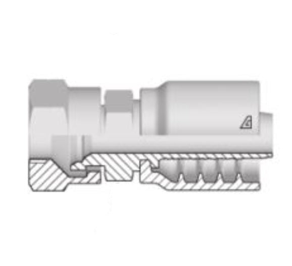B-0404-FJIS Alfagomma by Kuriyama | B Series | One-Piece AlfaCrimp Hydraulic Hose Fitting | B 8363 Type F | -04 Hose ID x -04 Female JIS Swivel 30° Seat | Steel