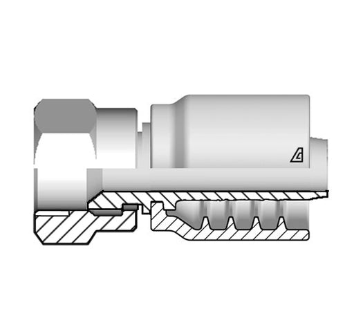B-0406-FJSH Alfagomma by Kuriyama | B Series | One-Piece AlfaCrimp Hydraulic Hose Fitting | -04 Hose ID x -06 Female JIC 37° | Steel