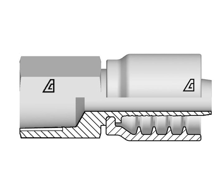 B-0606-FNPR Alfagomma by Kuriyama | B Series | One-Piece AlfaCrimp Hydraulic Hose Fitting | -06 Hose ID x -06 Female NPTF | Steel