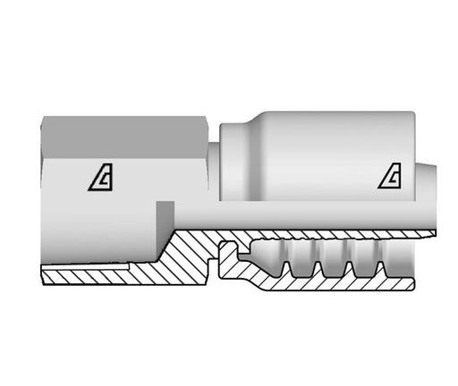 B-0606-FNPR Alfagomma by Kuriyama | B Series | One-Piece AlfaCrimp Hydraulic Hose Fitting | -06 Hose ID x -06 Female NPTF | Steel