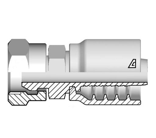 B-0808-FPMS Alfagomma by Kuriyama | B Series | One-Piece AlfaCrimp Hydraulic Hose Fitting | -08 Hose ID x -08 Female NPSM | Steel
