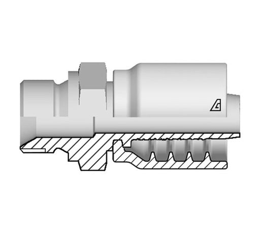 B-1216-MBPP Alfagomma by Kuriyama | B Series | One-Piece AlfaCrimp Hydraulic Hose Fitting | -12 Hose ID x -16 Male BSPP 60° Flare | Steel