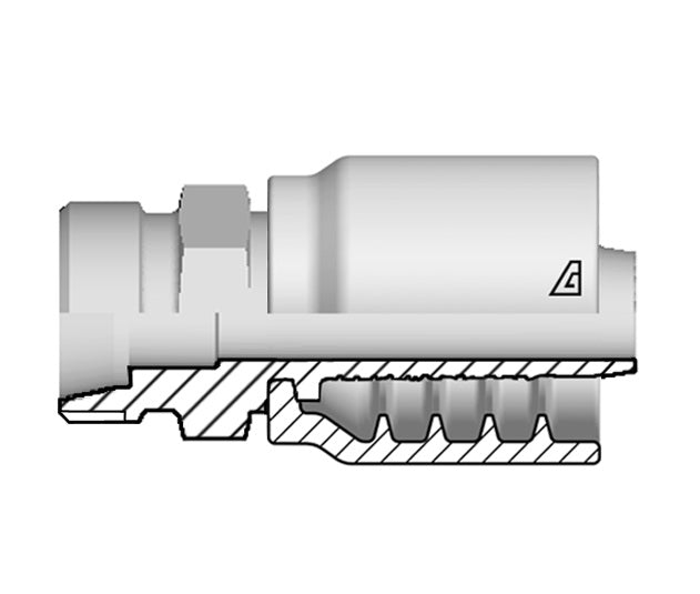 B-0826-MMSL Alfagomma by Kuriyama | B Series | One-Piece AlfaCrimp Hydraulic Hose Fitting | DIN 3853 Light | -08 Hose ID x 26mm Male Metric 24° Seat | Steel