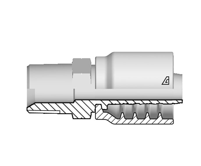 B-1212-MNPT Alfagomma by Kuriyama | B Series | One-Piece AlfaCrimp Hydraulic Hose Fitting | -12 Hose ID x -12 Male NPTF 60° Seat | Steel