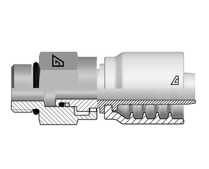 B-0810-MOBS Alfagomma by Kuriyama | B Series | One-Piece AlfaCrimp Hydraulic Hose Fitting | -08 Hose ID x -10 SAE Male O-Ring Boss Swivel | Steel