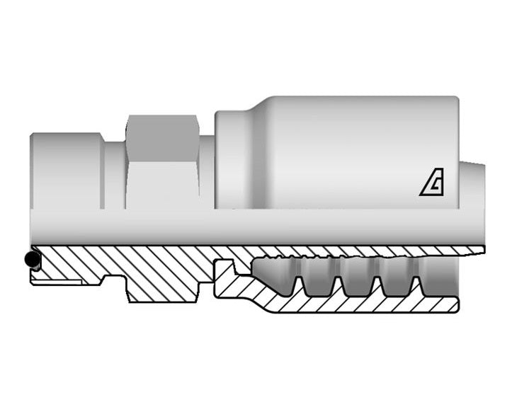 B-1216-MOFS Alfagomma by Kuriyama | B Series | One-Piece AlfaCrimp Hydraulic Hose Fitting | -12 Hose ID x -16 Male O-Ring Face Seal | Steel