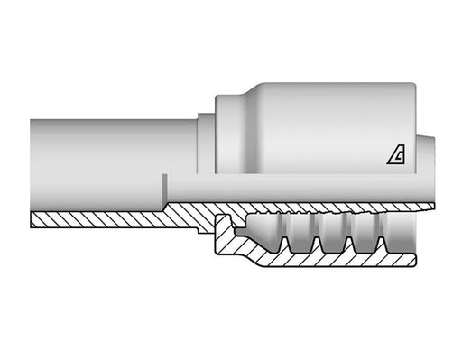 B-0408-MSPS Alfagomma by Kuriyama | B Series | One-Piece AlfaCrimp Hydraulic Hose Fitting | DIN 2353 | -04 Hose ID x 8mm Metric Straight Standpipe | Steel