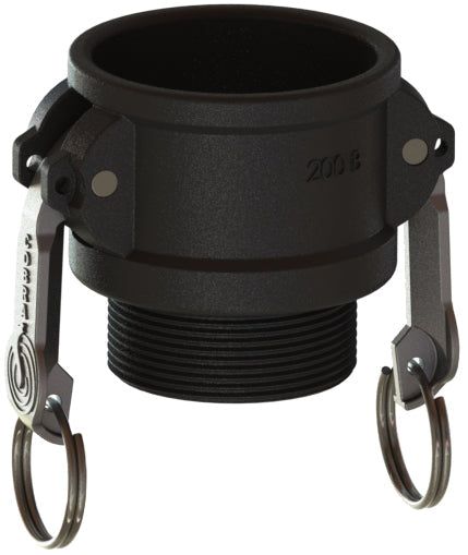 B-PP-125 by Campbell Fittings | Standard Cobra Cam & Groove Coupling | Type B | 1-1/4" Coupler x 1-1/4" Male NPT Thread | Poly-Glass