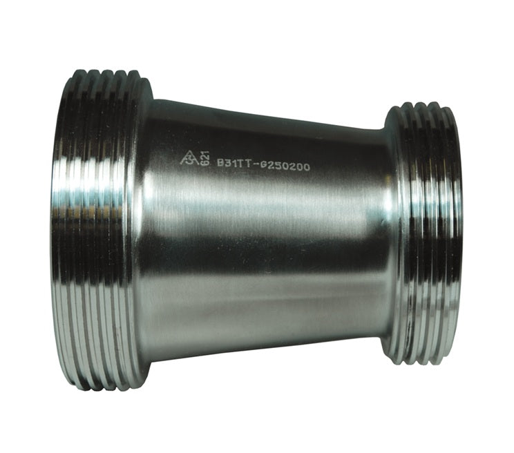 B31TT-G300250 Dixon Valve 304 Stainless Steel Sanitary Threaded Bevel Seat Concentric Reducer - 3" x 2-1/2" Tube OD