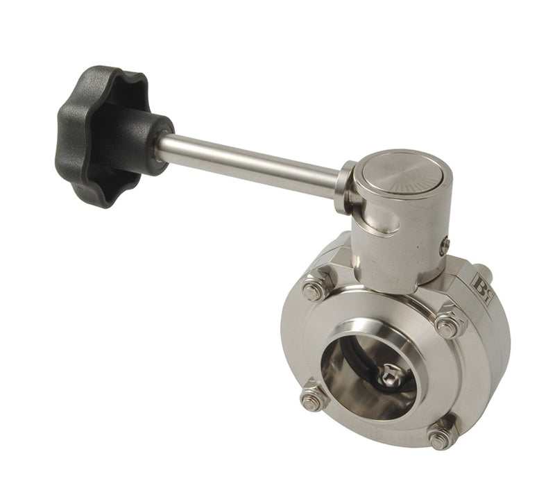 B5101S300BB-B Dixon Valve 3" 316L Stainless Steel Sanitary Weld End Butterfly Valve - Infinite Handle - Silicone Seats