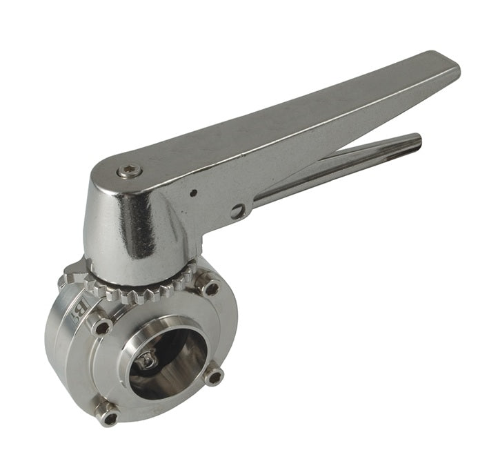 B5101V400BB-C Dixon Valve 4" 316L Stainless Steel Sanitary Weld End Butterfly Valve - Trigger Handle - FKM Seats