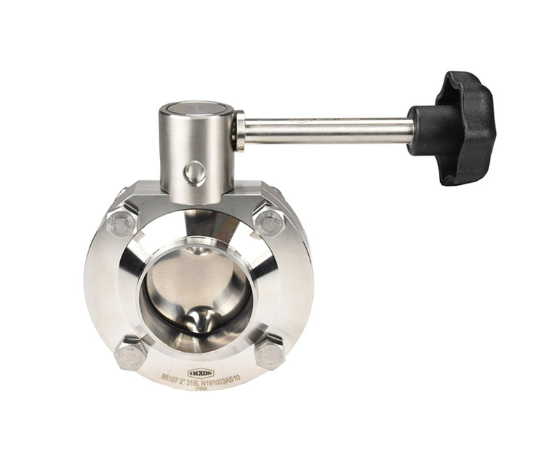 B5107E300BB-B Dixon Valve 3" 316L Stainless Steel Sanitary Weld End Butterfly Valve - Infinite Handle - EPDM Seats