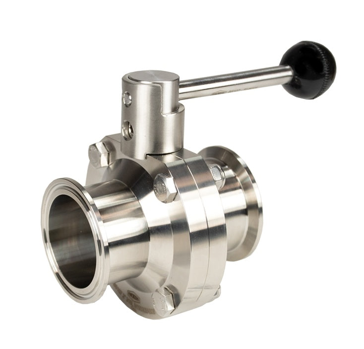 B5107E250CC-A Dixon Valve 2-1/2" 316L Stainless Steel Sanitary Clamp End Butterfly Valve - Pull Handle - EPDM Seats