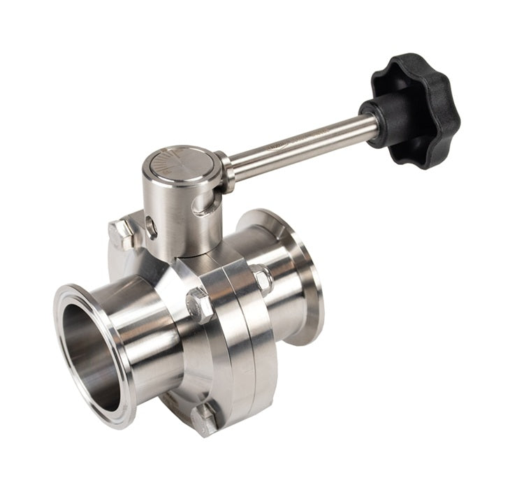 B5107E400CC-B Dixon Valve 4" 316L Stainless Steel Sanitary Clamp End Butterfly Valve - Infinite Handle - EPDM Seats
