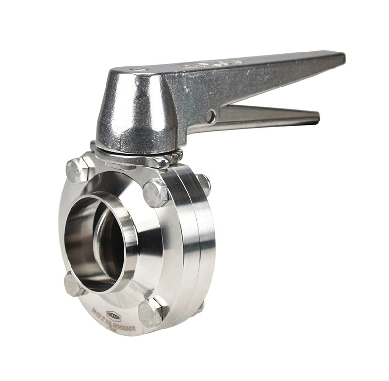 B5107S250BB-C Dixon Valve 2-1/2" 316L Stainless Steel Sanitary Weld End Butterfly Valve - Trigger Handle - Silicone Seats
