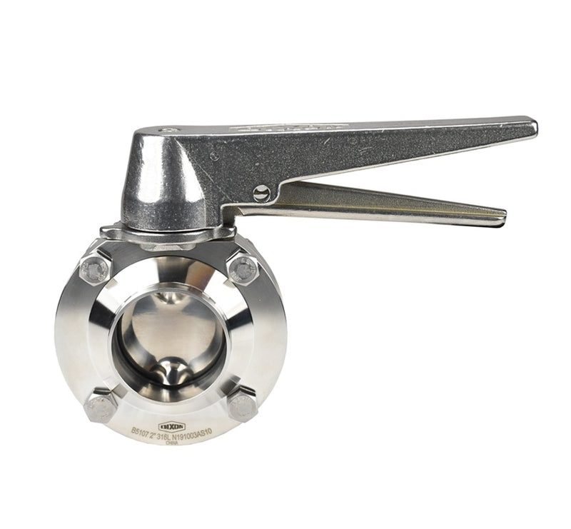 B5107V400BB-C Dixon Valve 4" 316L Stainless Steel Sanitary Weld End Butterfly Valve - Trigger Handle - FKM Seats