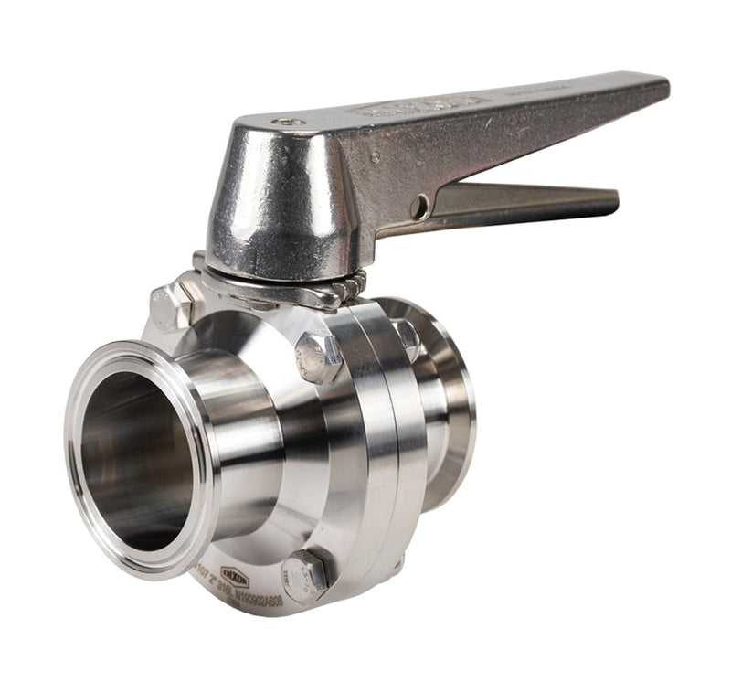 B5107S250CC-C Dixon Valve 2-1/2" 316L Stainless Steel Sanitary Clamp End Butterfly Valve - Trigger Handle - Silicone Seats
