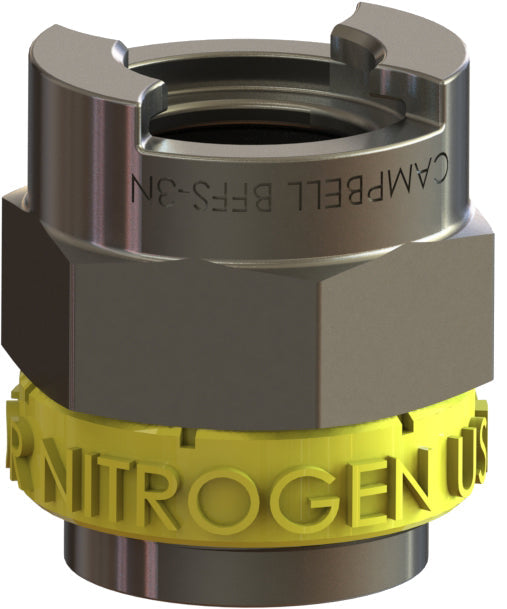 BFFS-2N by Campbell Fittings | Single-Lock Coupling | for Nitrogen use only | 1/2" Female Pipe x 1/2" Female NPT Thread | Straight | Plated Steel