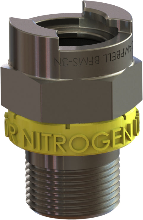 BFMS-3N by Campbell Fittings | Single-Lock Coupling | for Nitrogen use only | 3/4" Female Pipe x 3/4" Male NPT Thread | Straight | Plated Steel