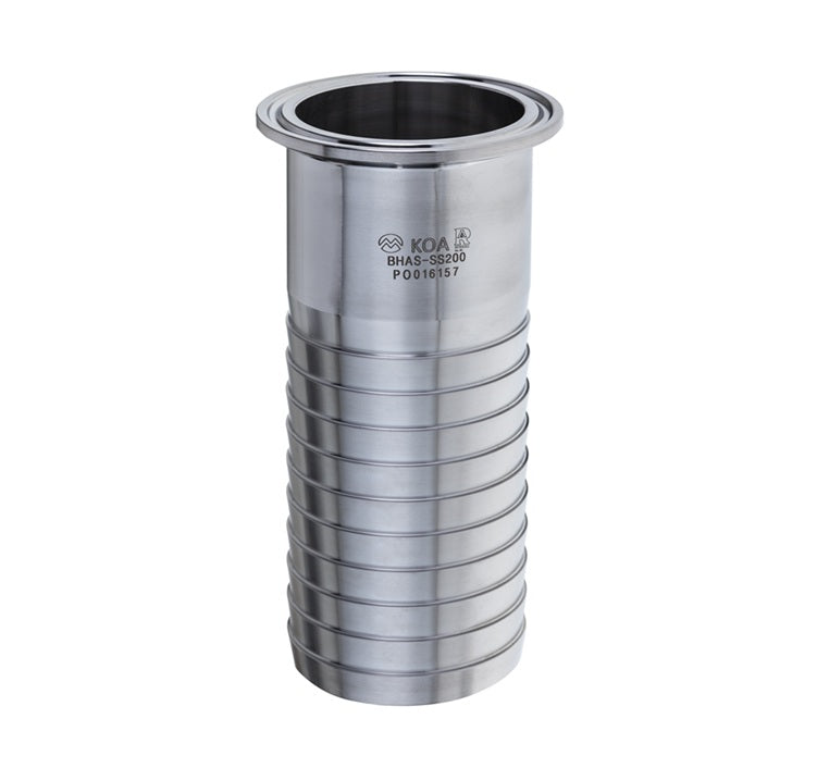 BHAS-SS300 by Kuriyama | BHAS-SS Series | Sanitary Brewery Hose Fitting | 3" Tri-Clamp End x 3" Hose Barb | Long | 316 Stainless Steel