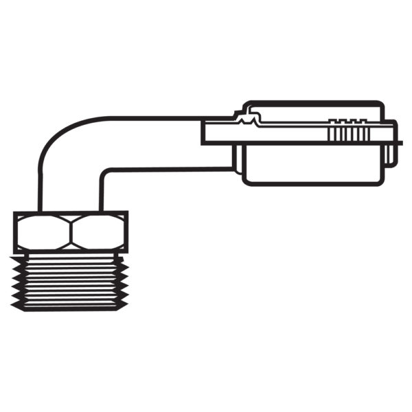 BL-06-06MOR90 by Kurt Hydraulics | 90° Elbow | Male Insert O-Ring | Refrigerant Beadlock Hose Coupling | for 5/16" Hose ID