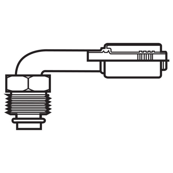 BL-06-06TM90T by Kurt Hydraulics | 90° Elbow | Male O-Ring | Swivel | Refrigerant Beadlock Hose Coupling | for 5/16" Hose ID