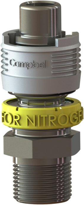 BMMS-4N by Campbell Fittings | Single-Lock Coupling | for Nitrogen use only | 1" Male Pipe x 1" Male NPT Thread | Straight | Plated Steel