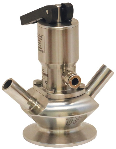 BSVD-OC200B025 Dixon Valve/Rieger 3A Sample Valve - Dual Port with Pneumatic Actuator & Open Lever - 2" Clamp Valve - 1/4" Weld Port
