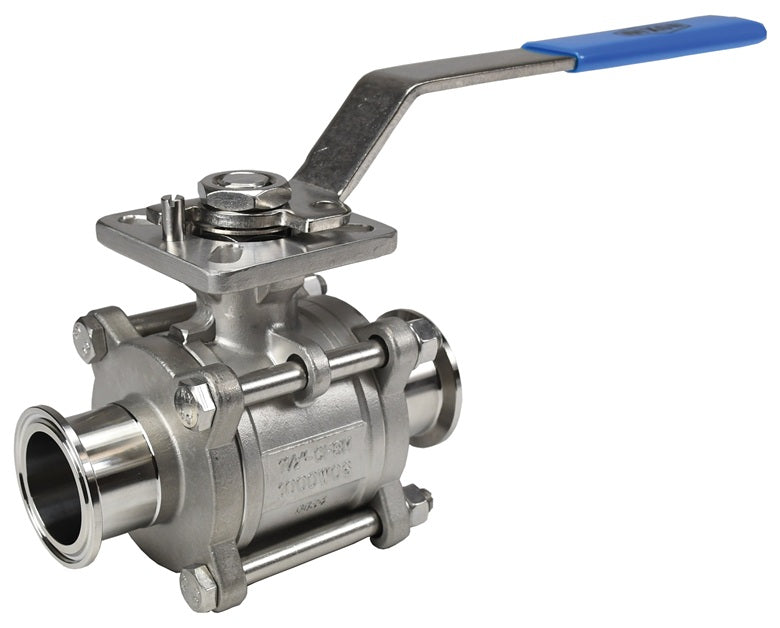 BV2CV-400CC-A Dixon Valve 4" 316 Stainless Steel Sanitary 2-Way 3 Piece Encapsulated Ball Valve