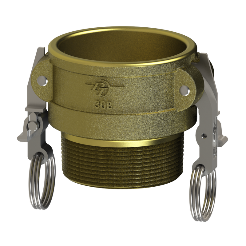 1290220L2 (20B SLII) by PT-Coupling | STA-LOK® II Cam & Groove Adapter | Type B | 2" Coupler x 2" Male NPT | Brass/SLS | Buna-N Seal