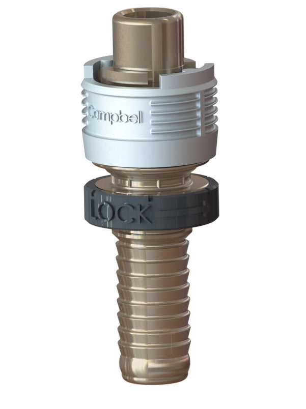 BMHB-4L by Campbell Fittings | Single-Lock Coupling | Bowes interchange | with Locking Ring | 1" Male Pipe x 1" Hose Barb | Straight | Brass