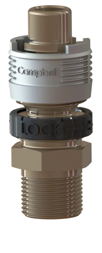 BMMB-3L by Campbell Fittings | Single-Lock Coupling | Bowes interchange | with Locking Ring | 3/4" Male Pipe x 3/4" Male NPT Thread | Straight | Brass